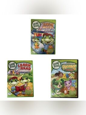3 LeapFrog DVD Used Phonics Farm & Storybook Factory & New Talking Words Factory